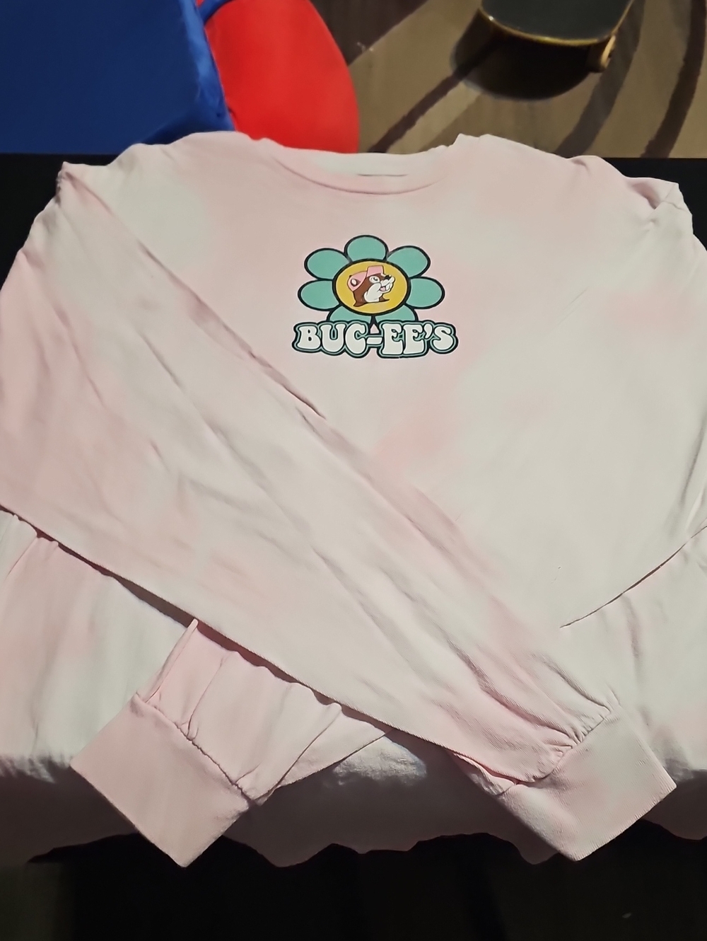 Buc-ee's Pink And White  Logo Long Sleeve Tee